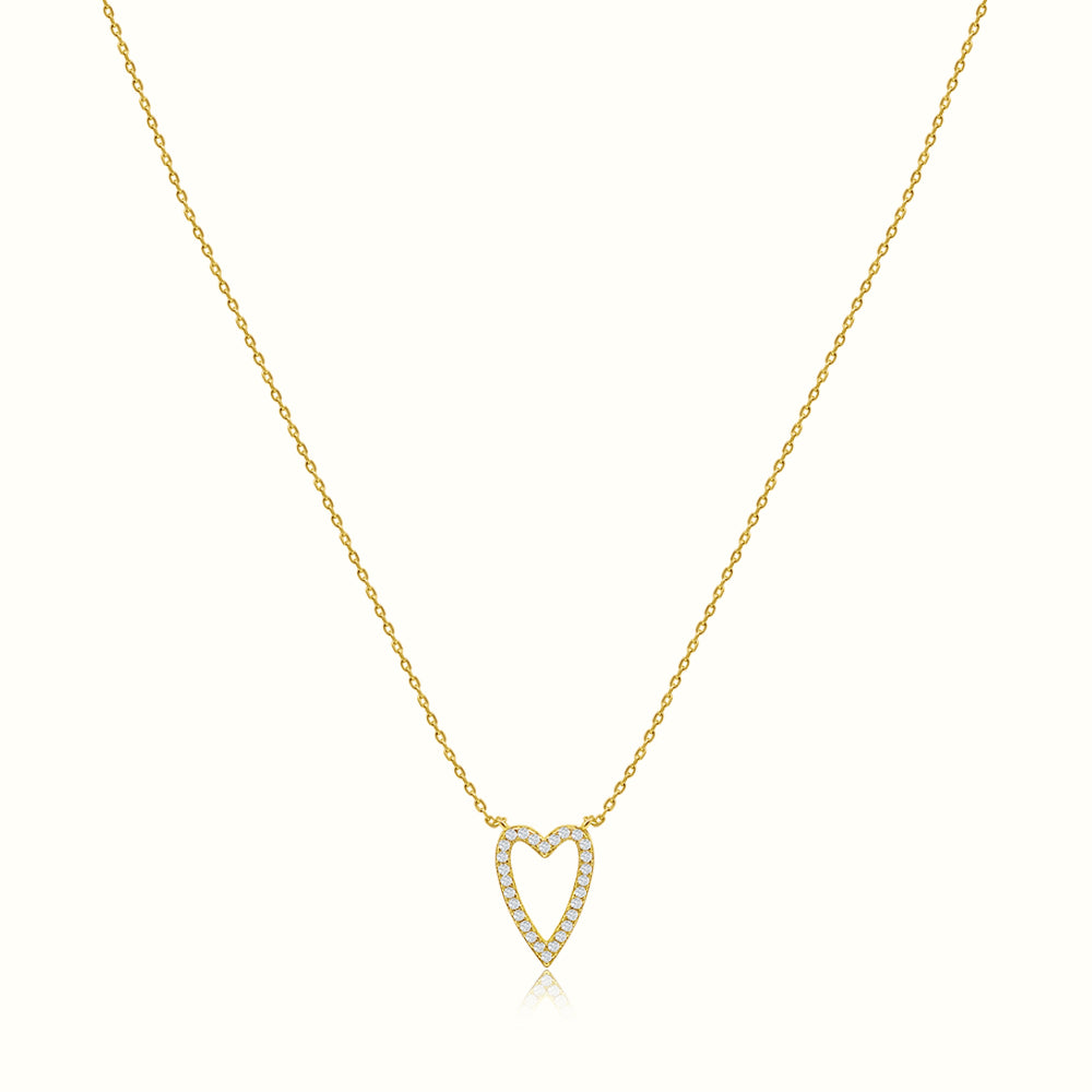Women's Vermeil Dianond Long Heart Necklace Pendant The Gold Goddess Women’s Jewelry By The Gold Gods