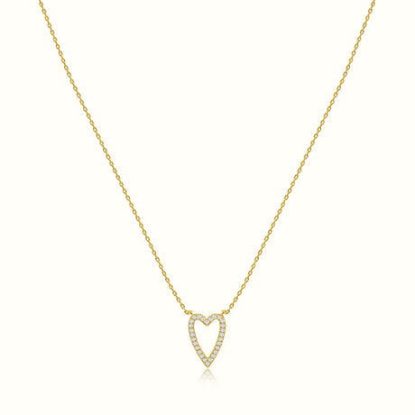 Women's Vermeil Dianond Long Heart Necklace Pendant The Gold Goddess Women’s Jewelry By The Gold Gods
