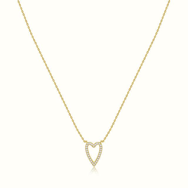 Women's Vermeil Dianond Long Heart Necklace Pendant The Gold Goddess Women’s Jewelry By The Gold Gods