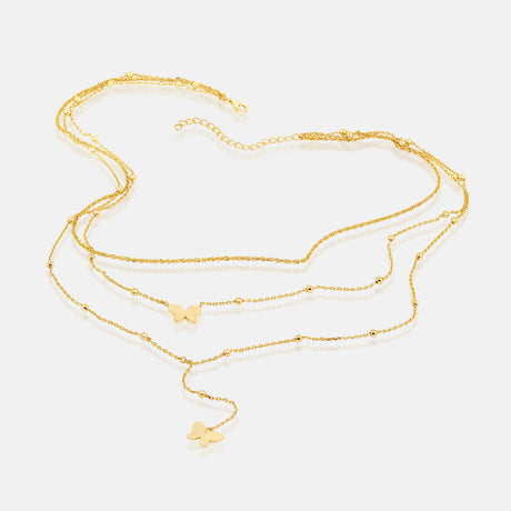 Women's Vermeil Double Gold Layered Butterflys Necklace Pendant The Gold Goddess Women’s Jewelry By The Gold Gods