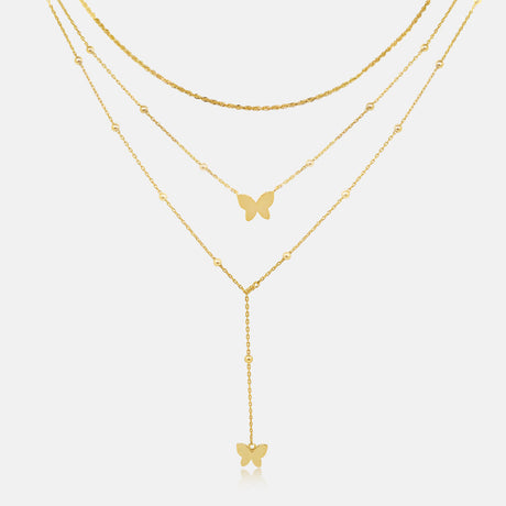 Women's Vermeil Double Gold Layered Butterflys Necklace Pendant The Gold Goddess Women’s Jewelry By The Gold Gods