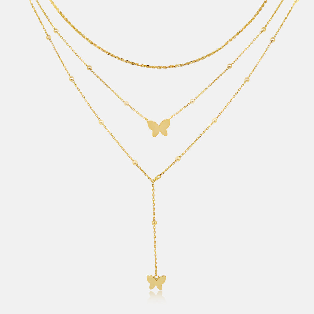 Women's Vermeil Double Gold Layered Butterflys Necklace Pendant The Gold Goddess Women’s Jewelry By The Gold Gods