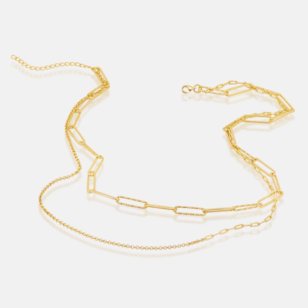 Women's Vermeil Double Layered Paperclip Necklace The Gold Goddess Women’s Jewelry By The Gold Gods