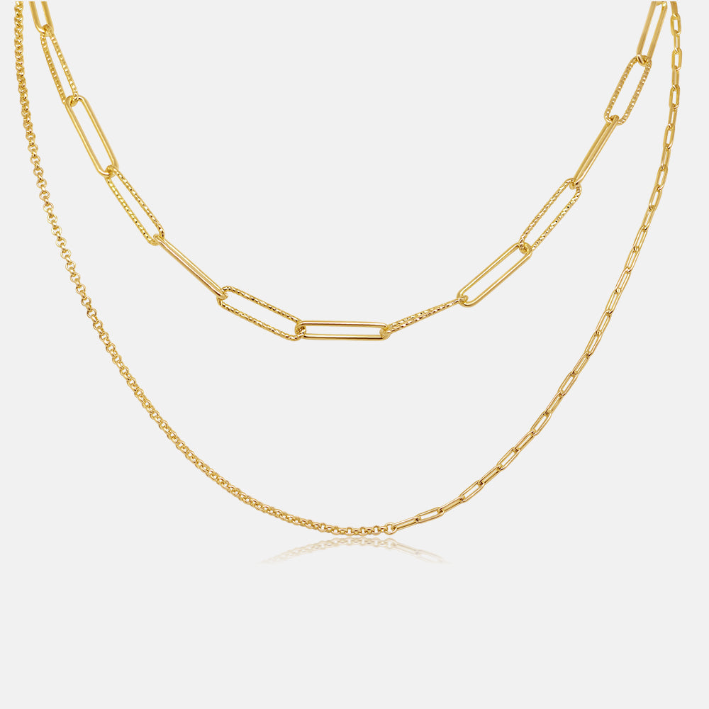 Women's Vermeil Double Layered Paperclip Necklace The Gold Goddess Women’s Jewelry By The Gold Gods