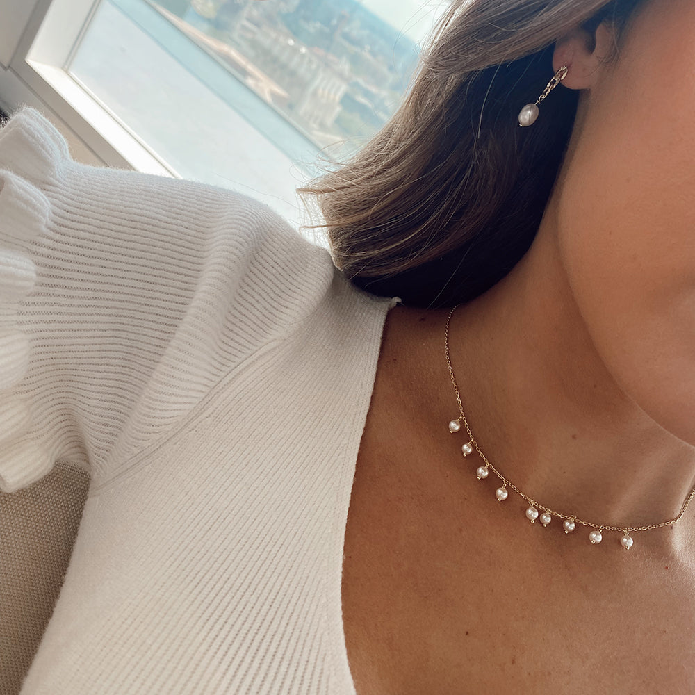 Women's Vermeil Floating Pearls Necklace Pendant The Gold Goddess Women’s Jewelry By The Gold Gods