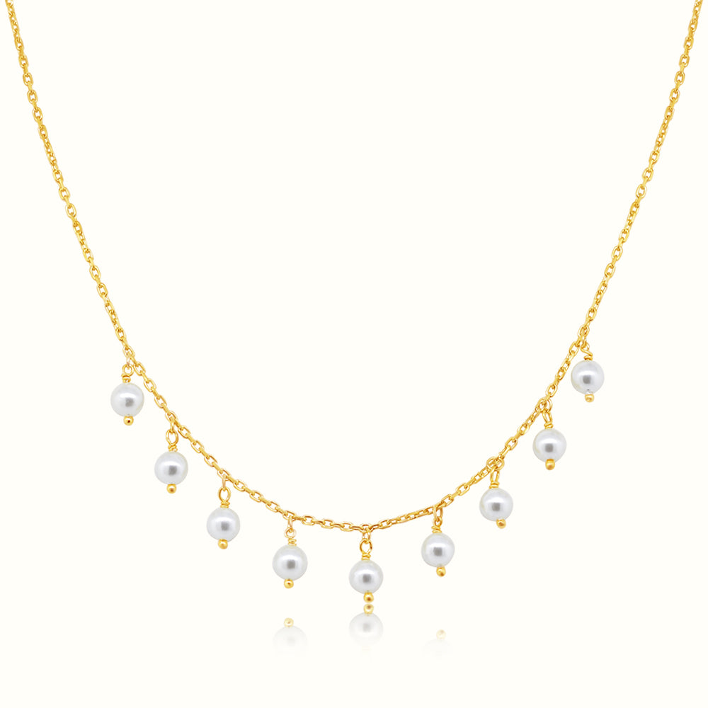 Women's Vermeil Floating Pearls Necklace Pendant The Gold Goddess Women’s Jewelry By The Gold Gods