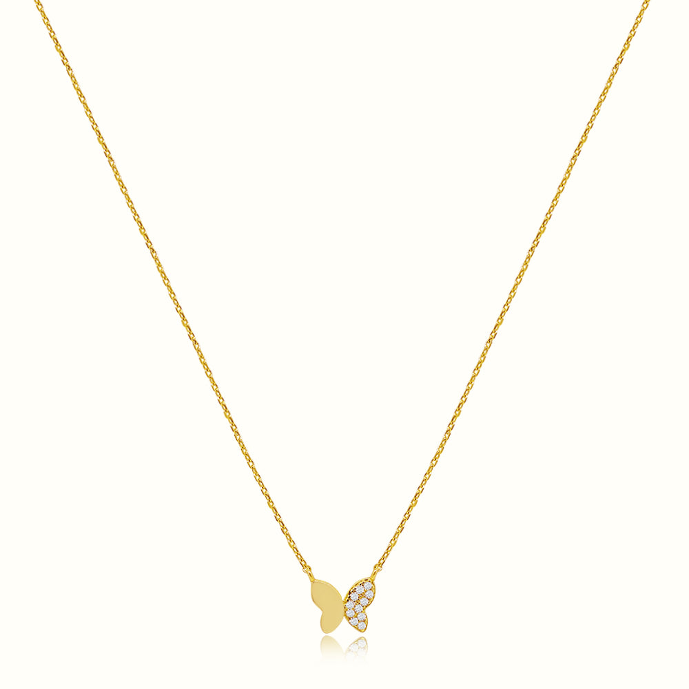 Women's Vermeil Gold & Diamond Butterfly Necklace Pendant The Gold Goddess Women’s Jewelry By The Gold Gods