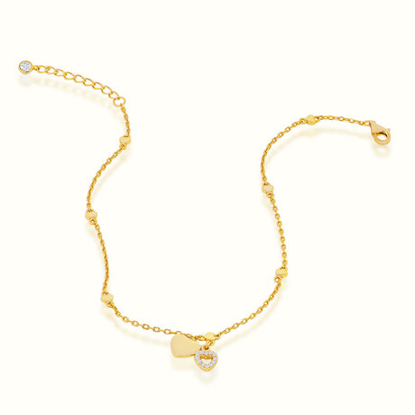 Women's Vermeil Gold & Diamond Hearts Anklet The Gold Goddess Women’s Jewelry By The Gold Gods