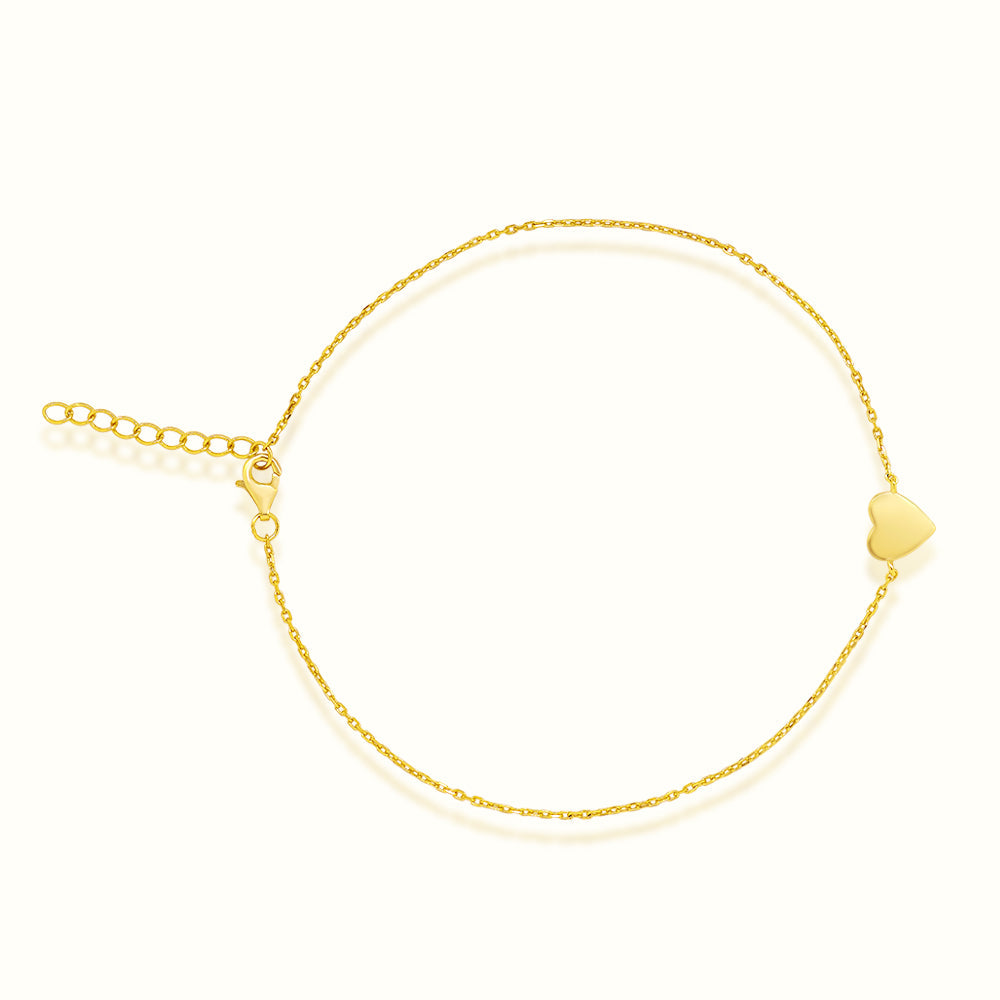 Women's Vermeil Gold Heart Anklet The Gold Goddess Women’s Jewelry By The Gold Gods