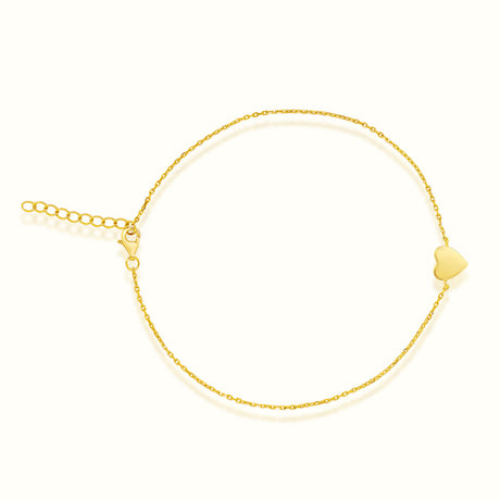 Women's Vermeil Gold Heart Anklet The Gold Goddess Women’s Jewelry By The Gold Gods