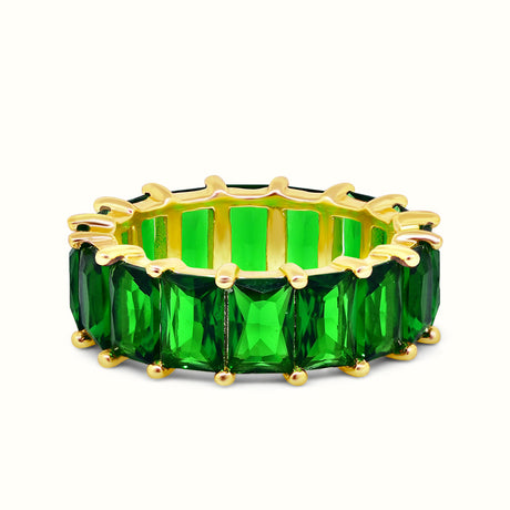 Women's Vermeil Multi Color Emerald Eternity Ring