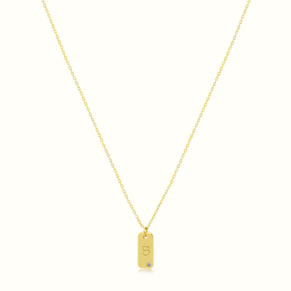 Women's Vermeil Letter B Plate Necklace Pendant The Gold Goddess Women’s Jewelry By The Gold Gods