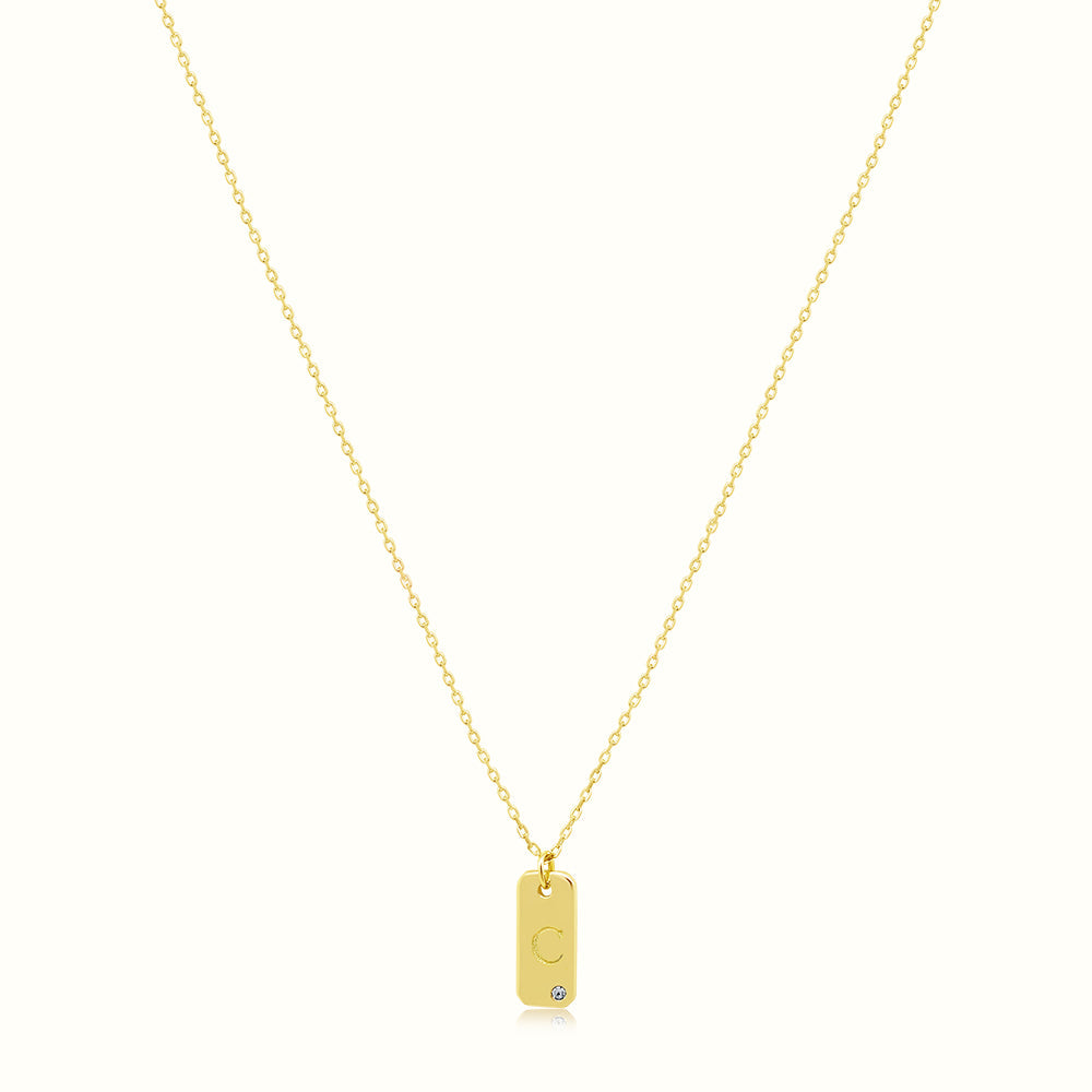 Women's Vermeil Letter C Plate Necklace Pendant The Gold Goddess Women’s Jewelry By The Gold Gods