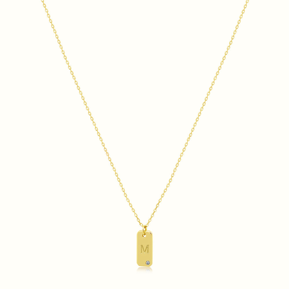 Women's Vermeil Letter M Plate Necklace Pendant The Gold Goddess Women’s Jewelry By The Gold Gods