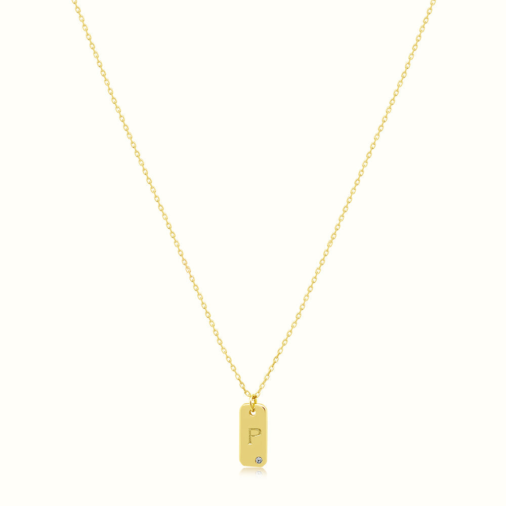 Women's Vermeil Letter P Plate Necklace Pendant The Gold Goddess Women’s Jewelry By The Gold Gods