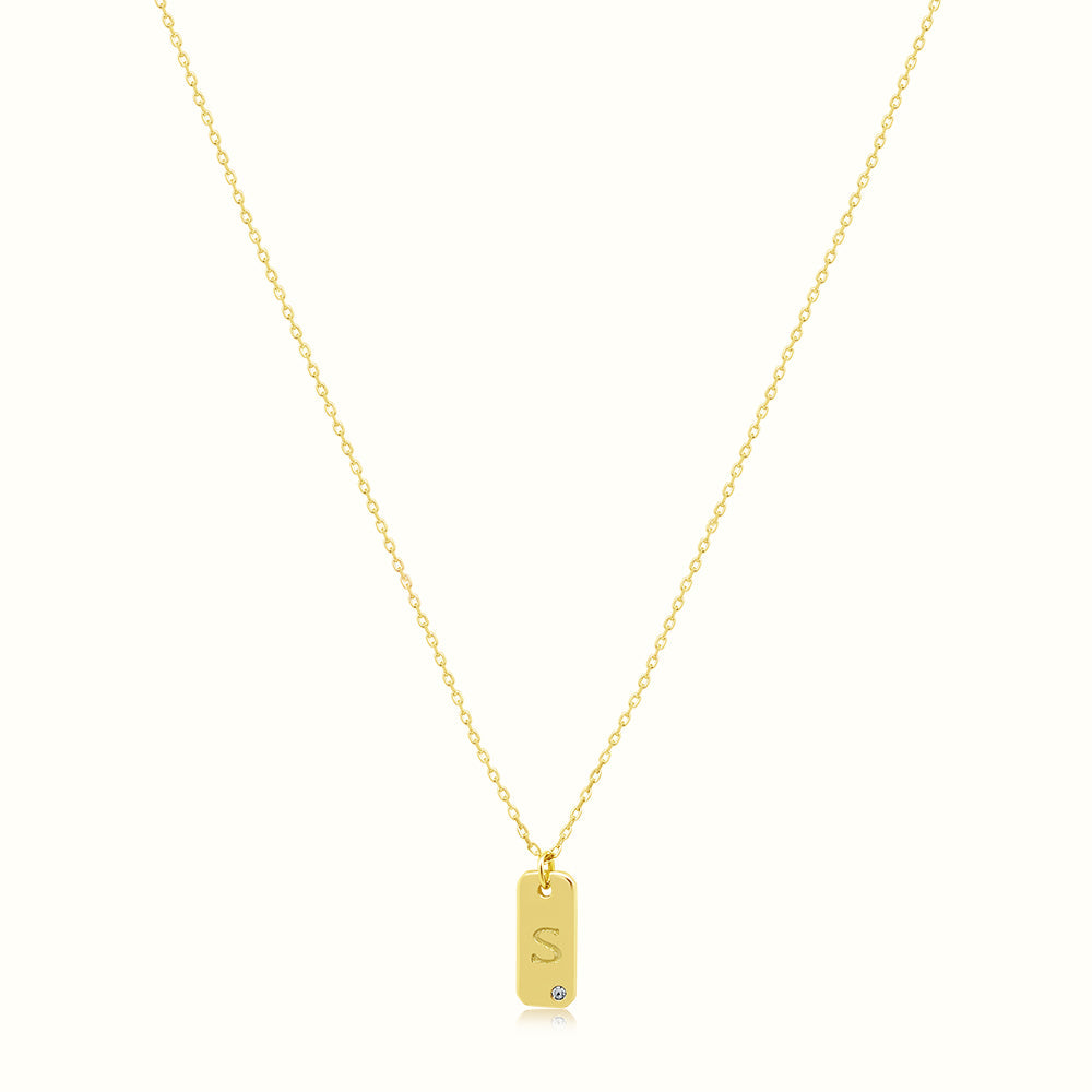 Women's Vermeil Letter S Plate Necklace Pendant The Gold Goddess Women’s Jewelry By The Gold Gods