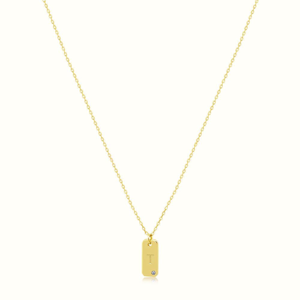 Women's Vermeil Letter T Plate Necklace Pendant The Gold Goddess Women’s Jewelry By The Gold Gods