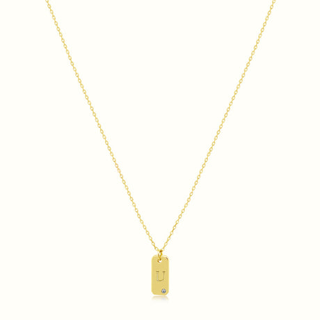 Women's Vermeil Letter U Plate Necklace Pendant The Gold Goddess Women’s Jewelry By The Gold Gods