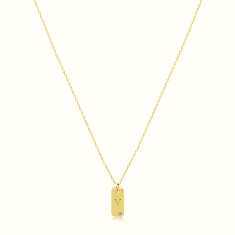 Women's Vermeil Letter V Plate Necklace Pendant The Gold Goddess Women’s Jewelry By The Gold Gods