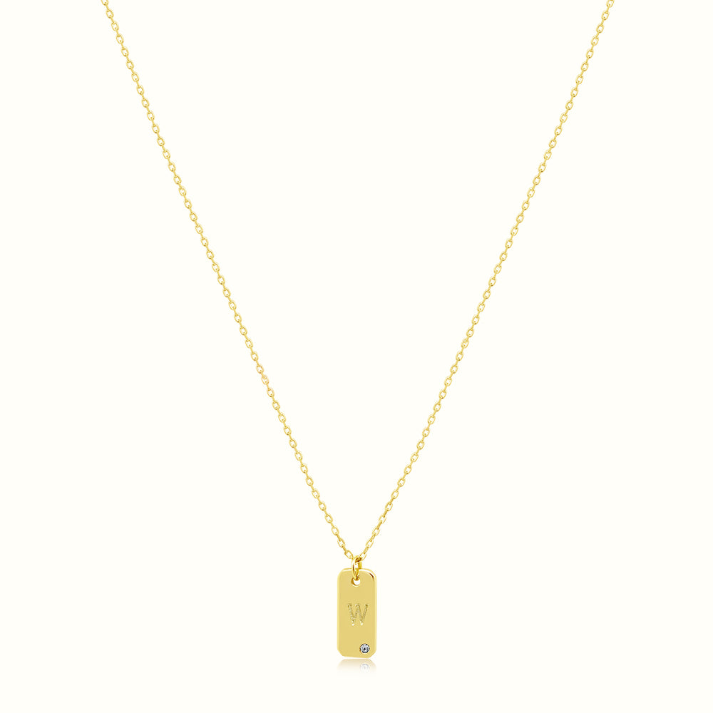 Women's Vermeil Letter W Plate Necklace Pendant The Gold Goddess Women’s Jewelry By The Gold Gods