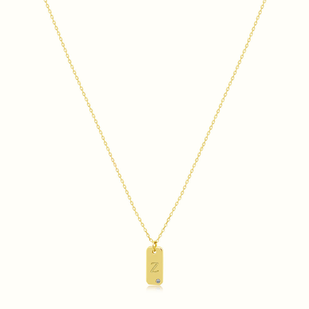 Women's Vermeil Letter Z Plate Necklace Pendant The Gold Goddess Women’s Jewelry By The Gold Gods