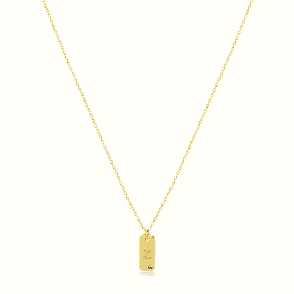 Women's Vermeil Letter Z Plate Necklace Pendant The Gold Goddess Women’s Jewelry By The Gold Gods