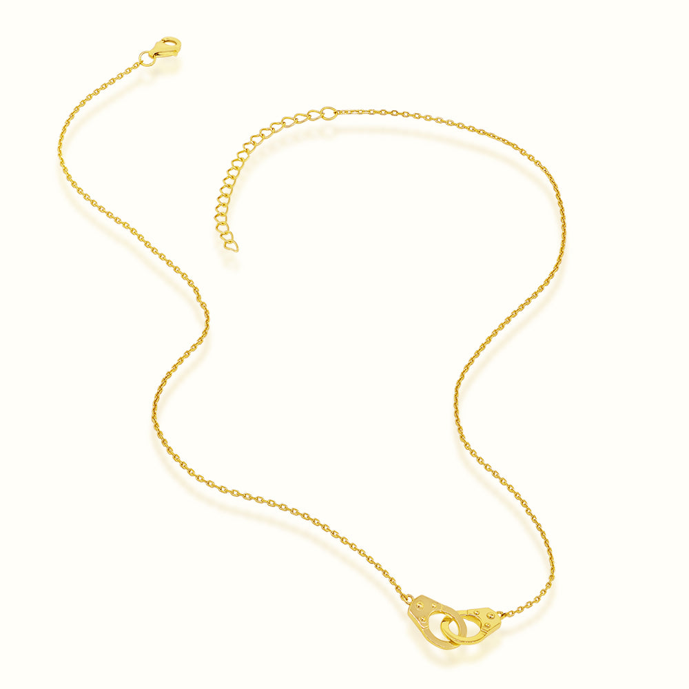 Women's Vermeil Locked Handcuffs Necklace Pendant The Gold Goddess Women’s Jewelry By The Gold Gods