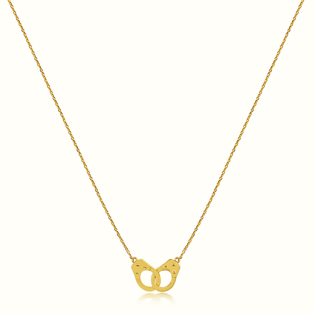 Women's Vermeil Locked Handcuffs Necklace Pendant The Gold Goddess Women’s Jewelry By The Gold Gods