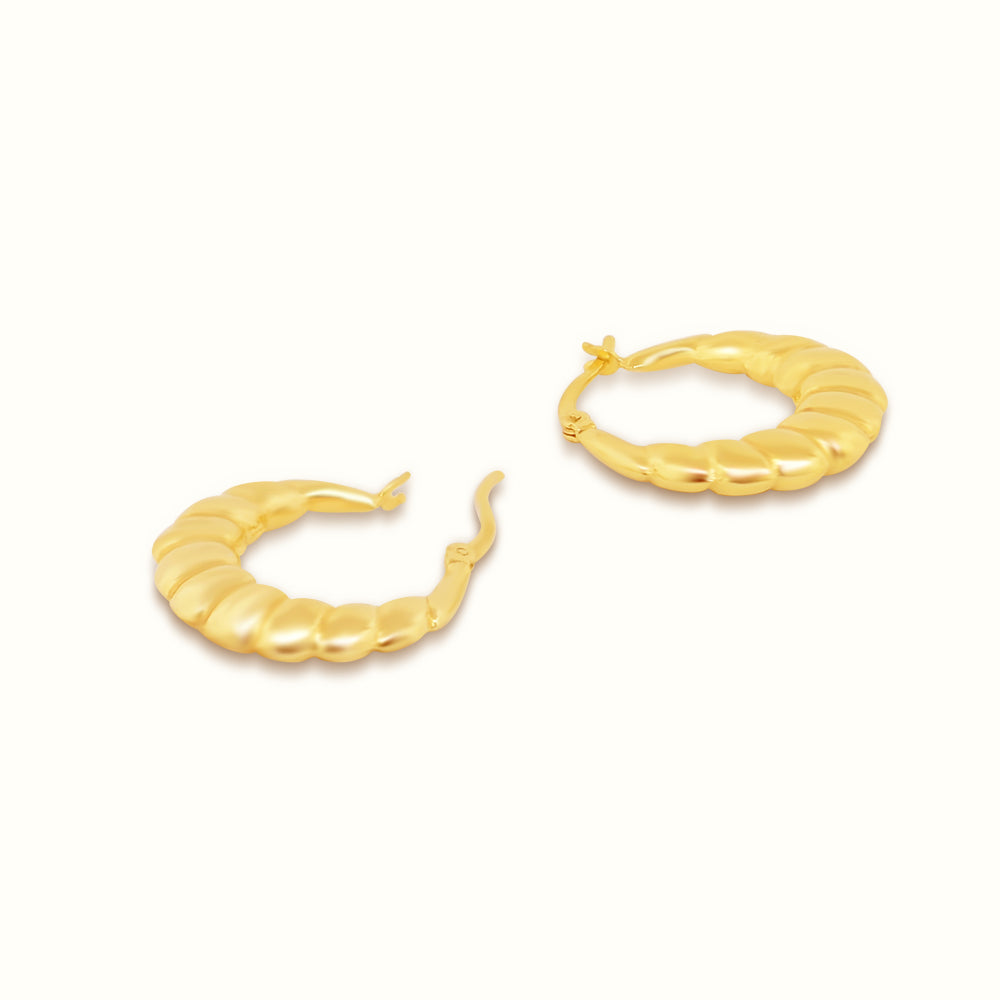 Women's Vermeil Medium Ribbed Hoop Earrings The Gold Goddess Women’s Jewelry By The Gold Gods