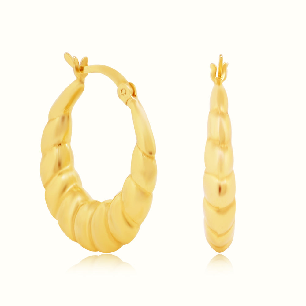Women's Vermeil Medium Ribbed Hoop Earrings The Gold Goddess Women’s Jewelry By The Gold Gods