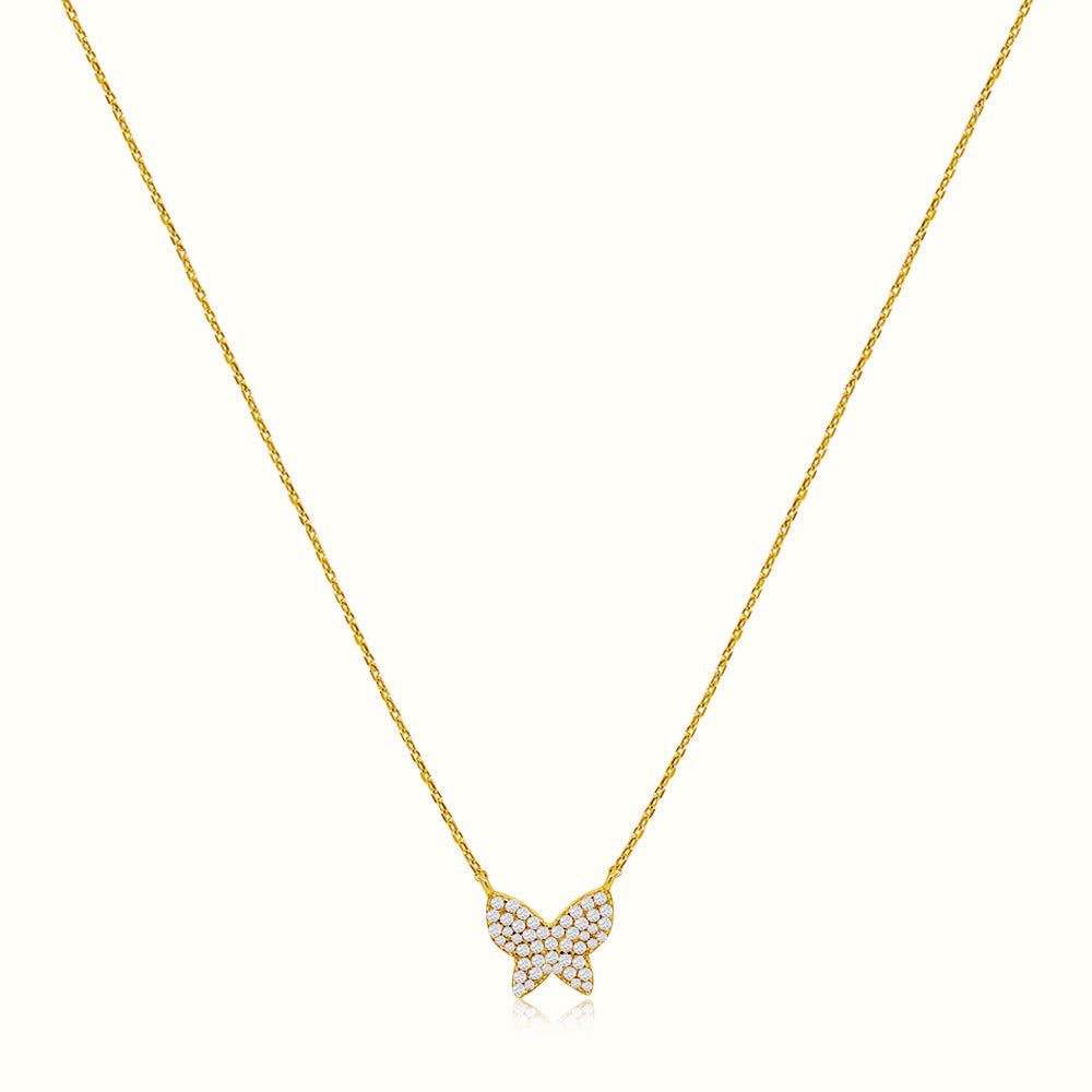 Women's Vermeil Micro Diamond Butterfly Necklace Pendant The Gold Goddess Women’s Jewelry By The Gold Gods