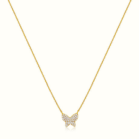 Women's Vermeil Micro Diamond Butterfly Necklace Pendant The Gold Goddess Women’s Jewelry By The Gold Gods