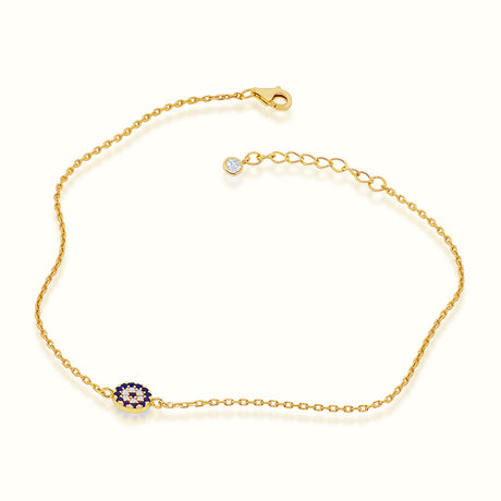 Women's Vermeil Micro Diamond Evil Eye Coin Anklet The Gold Goddess Women’s Jewelry By The Gold Gods