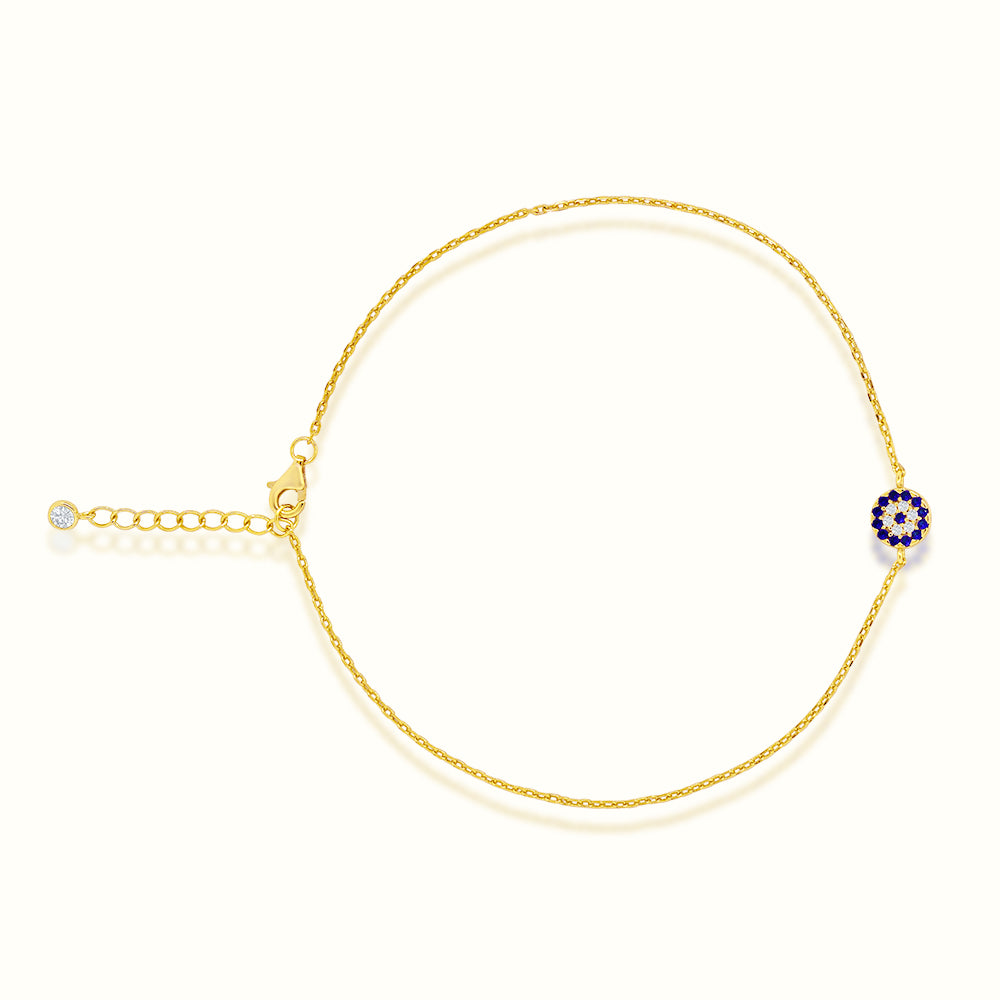 Women's Vermeil Micro Diamond Evil Eye Coin Anklet The Gold Goddess Women’s Jewelry By The Gold Gods