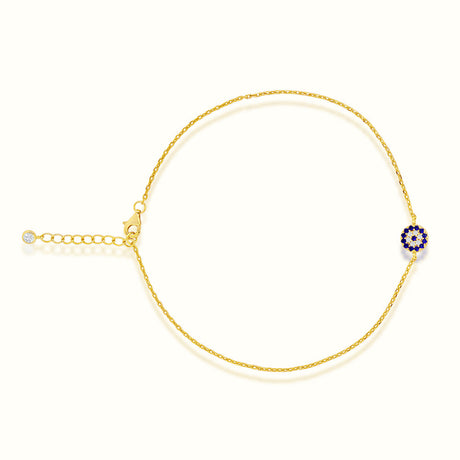 Women's Vermeil Micro Diamond Evil Eye Coin Anklet The Gold Goddess Women’s Jewelry By The Gold Gods