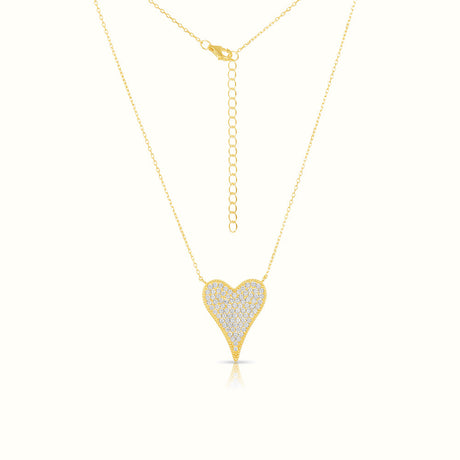 Women's Vermeil Micro Diamond Large Heart Necklace Pendant The Gold Goddess Women’s Jewelry By The Gold Gods