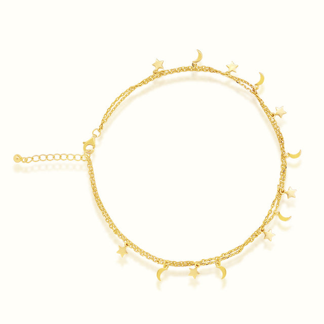 Women's Vermeil Moon Star Anklet The Gold Goddess Women’s Jewelry By The Gold Gods
