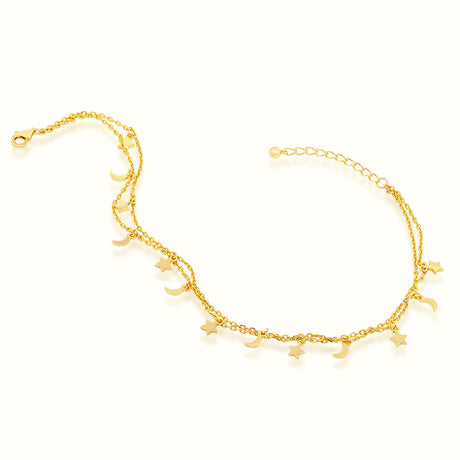 Women's Vermeil Moon Star Anklet The Gold Goddess Women’s Jewelry By The Gold Gods