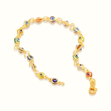 Women's Vermeil Multi Color Evil Eye Bracelet The Gold Goddess Women’s Jewelry By The Gold Gods