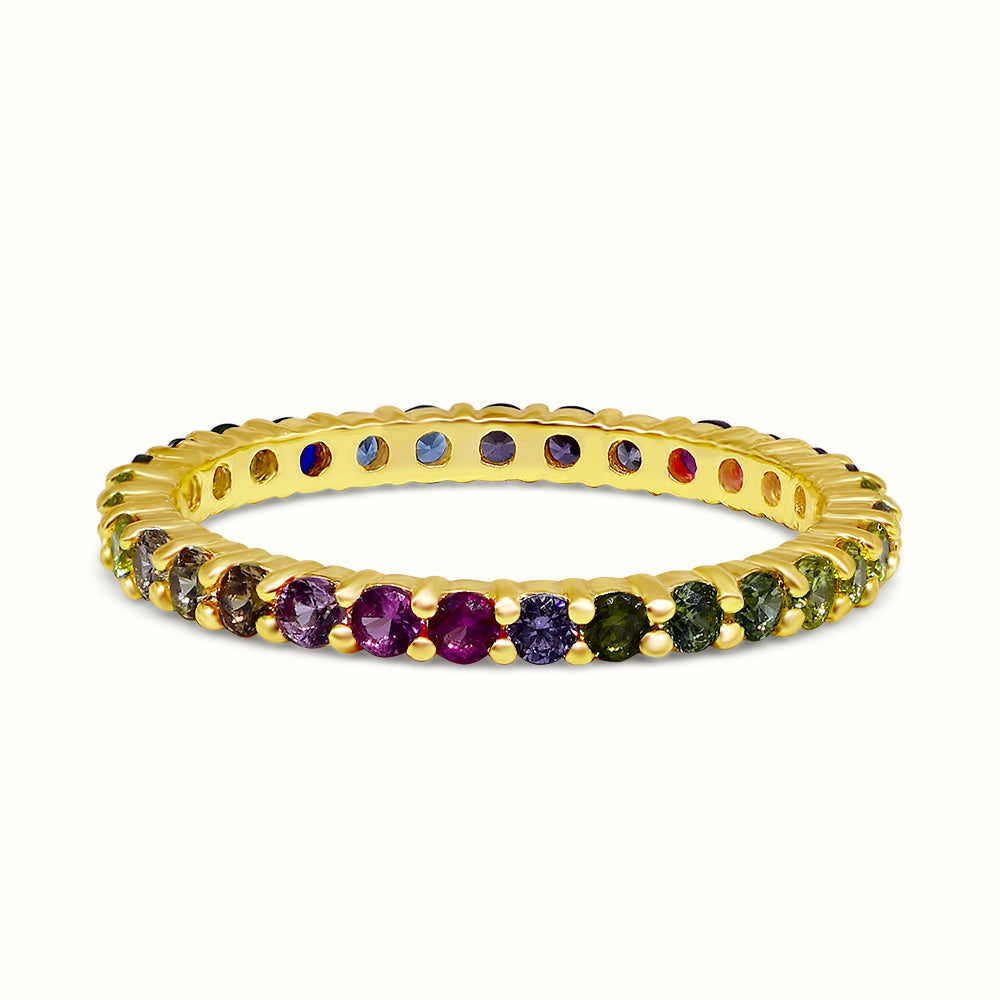 Women's Vermeil Multi Eternity Diamond Ring Multi Color The Gold Goddess Women’s Jewelry By The Gold Gods