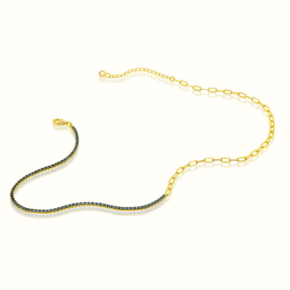 Women's Vermeil Paperclip & Diamond Tennis chain