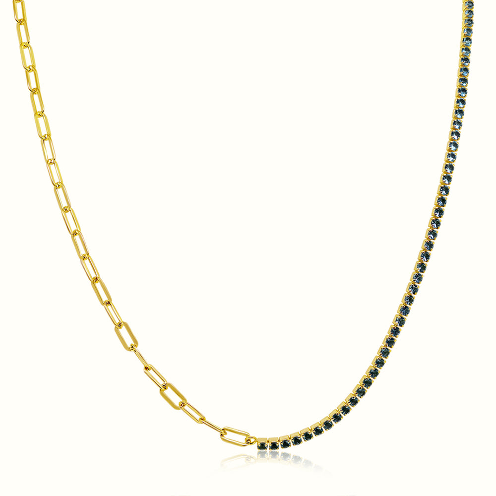 Women's Vermeil Paperclip & Diamond Tennis chain