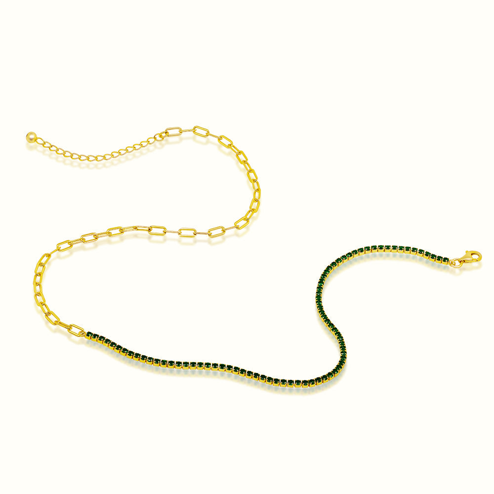 Women's Vermeil Paperclip & Diamond Tennis chain