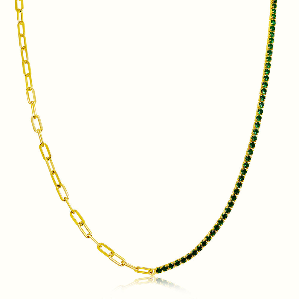 Women's Vermeil Paperclip & Diamond Tennis chain