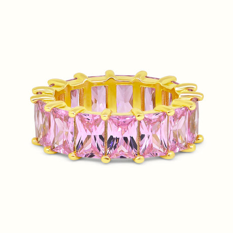 Women's Vermeil Multi Color Emerald Eternity Ring