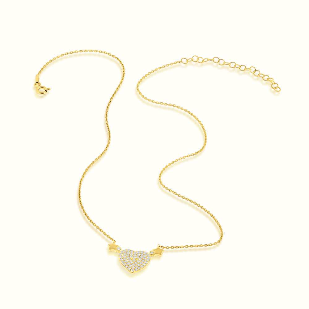 Women's Vermeil Plump Diamond Heart Necklace Pendant The Gold Goddess Women’s Jewelry By The Gold Gods