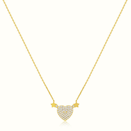 Women's Vermeil Plump Diamond Heart Necklace Pendant The Gold Goddess Women’s Jewelry By The Gold Gods