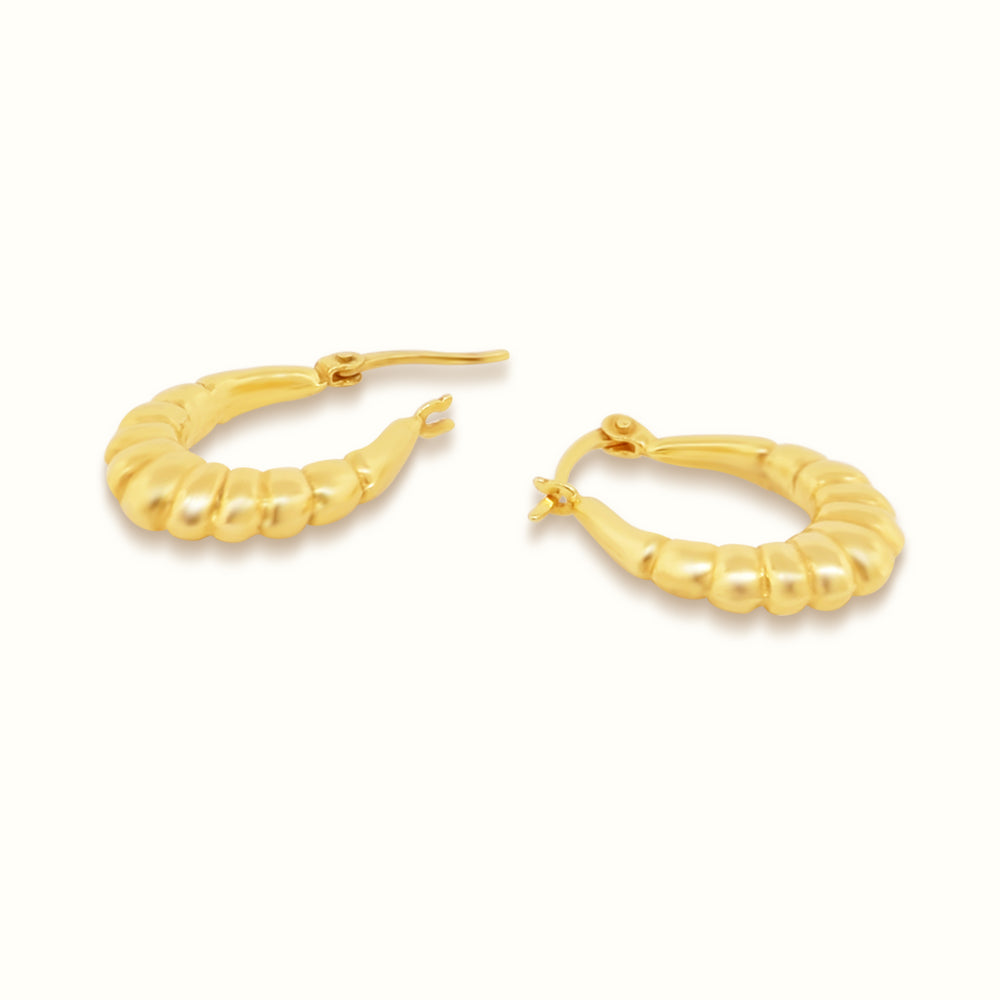 Women's Vermeil Ribbed Hoop Earrings The Gold Goddess Women’s Jewelry By The Gold Gods