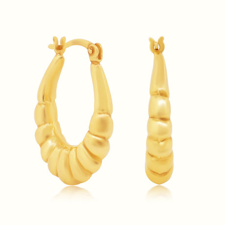 Women's Vermeil Ribbed Hoop Earrings The Gold Goddess Women’s Jewelry By The Gold Gods