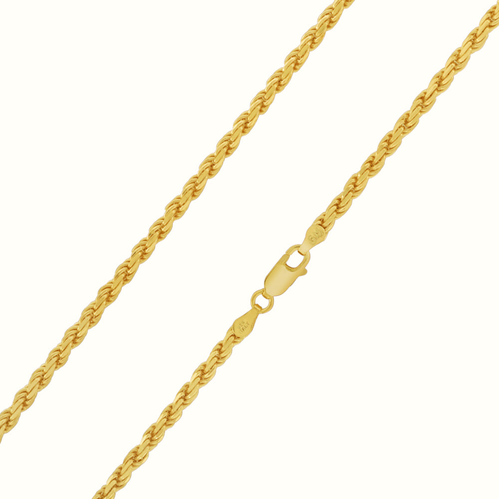 Women's Vermeil Rope Chain 3mm The Gold Goddess Women’s Jewelry By The Gold Gods